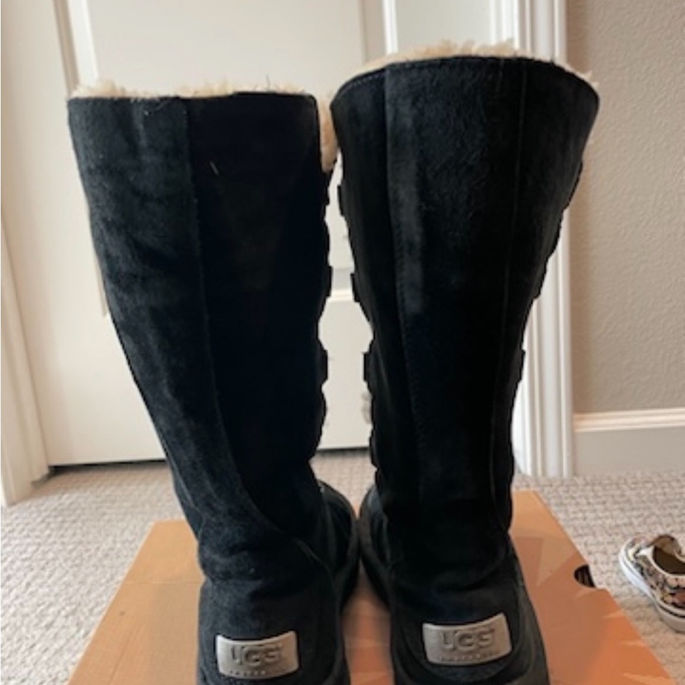 UGG Black Suede Shearling Boots.  No longer made